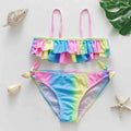 2-10Y New Fashion Kid Rainbow Design Bikini Set Lovely Two Pieces Child Swimwear Cute Girl Flouncing Swimsuit Summer Beachwear