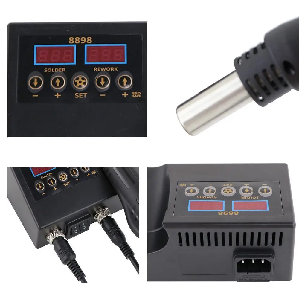 Soldering Station Digital Temperature Adjustable 2 in 1 SMD Solder Iron Hot Air Heat Gun Welding Rework For PCB IC Repair Tools