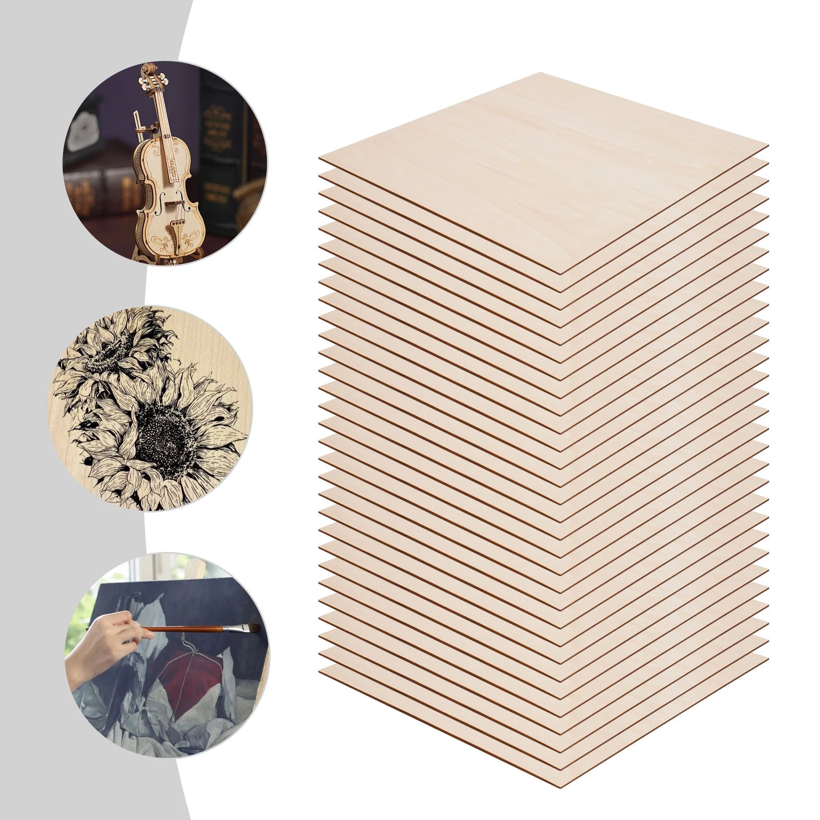 30Pcs Basswood Sheets 3mm Thick, 30x30cm/40x40cm Board for Wood DIY Home Decor, Square Blank Wooden Plywood Panels for Engraving