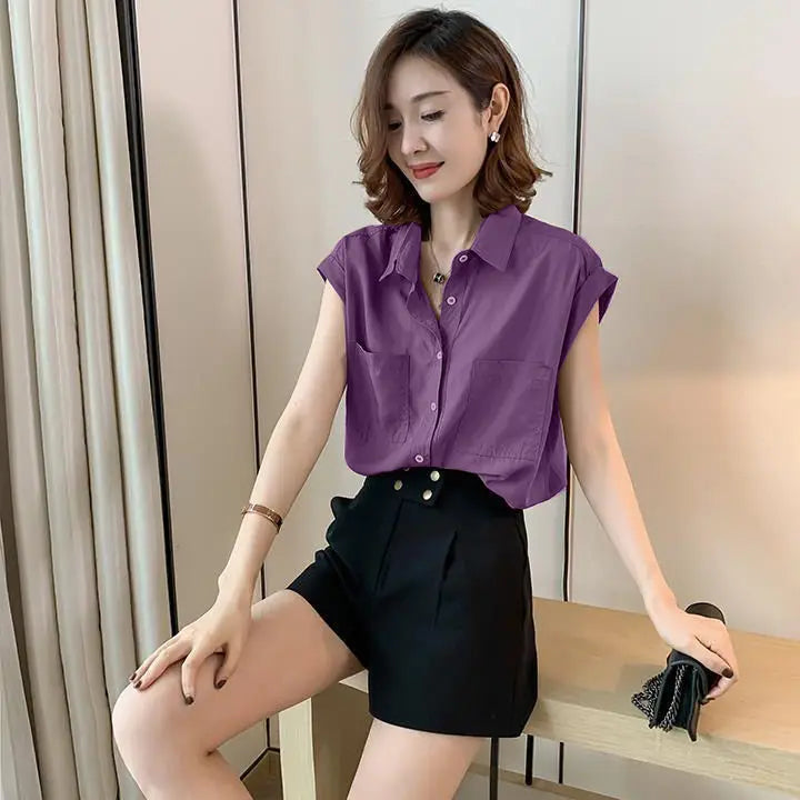 Korean Style Particular Beautiful  Blouses  Tops for Woman Youth Short Sleeve Floral Fashion Sexy Tunic Black Satin Shirt Woman
