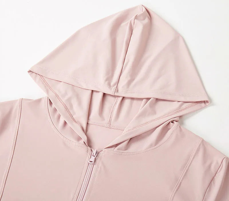 Women's Lce Silk Sun Protection Jacket 2026 New Long Sleeve Hooded Summer Thin Zipper Cardigan Korean Short Slim Sports Outwear