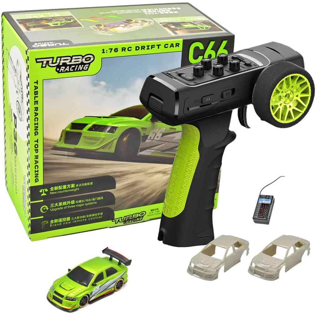 Turbo Racing 1:76 C66 Drift RC Car with Gyro 2.4G 5CH Radio Full Proportional Remote Control RTR Desktop Toys For Christmas Gift