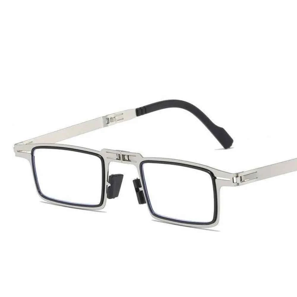 Retro Folding Reading Glasses for Men / Women Metal Frame Anti-blue Light Eyeglasses with Free Case