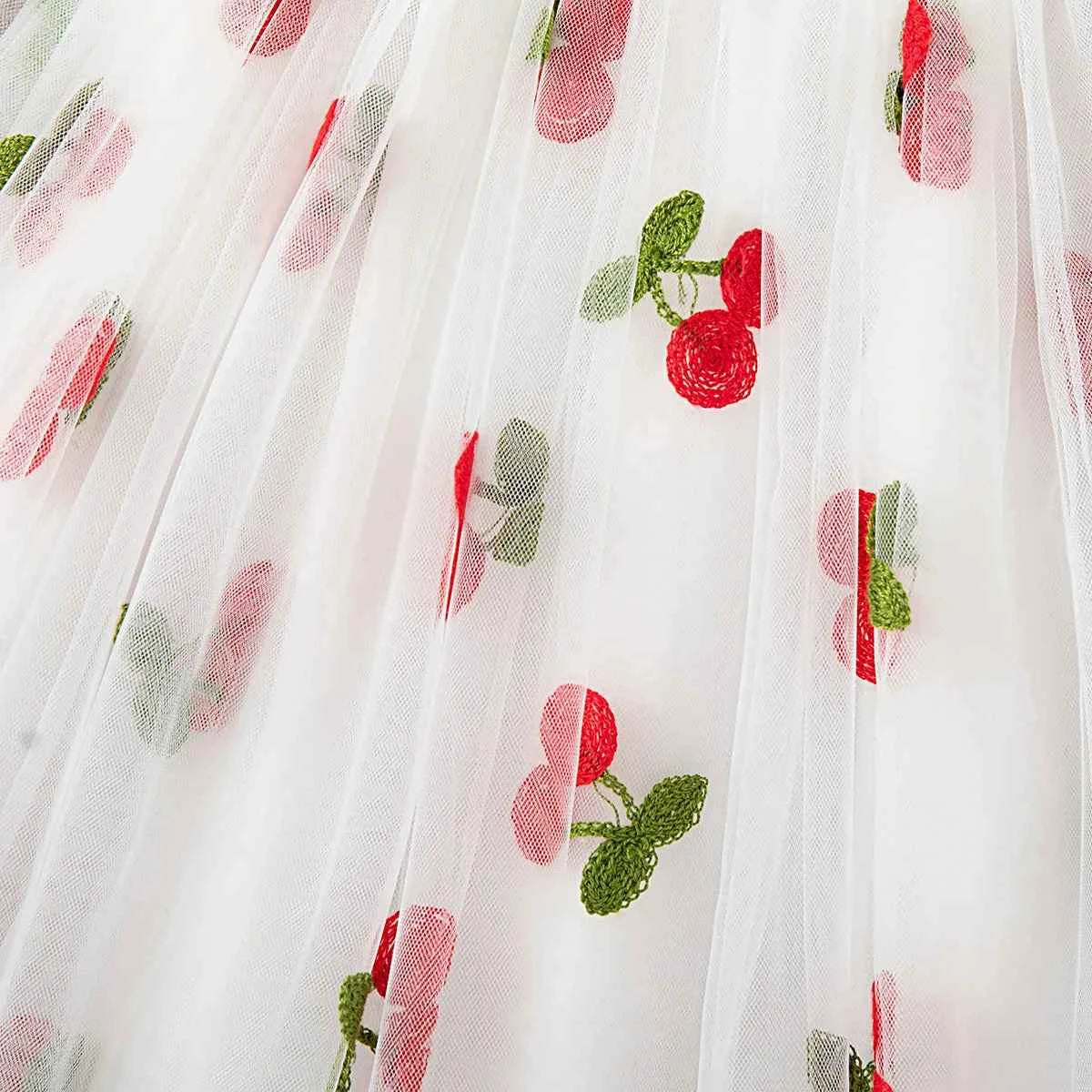 Summer New Girls' Dress Halter Small Flying Sleeve Embroidery Pattern Wings Sweet Princess Dress Mesh Princess Dress