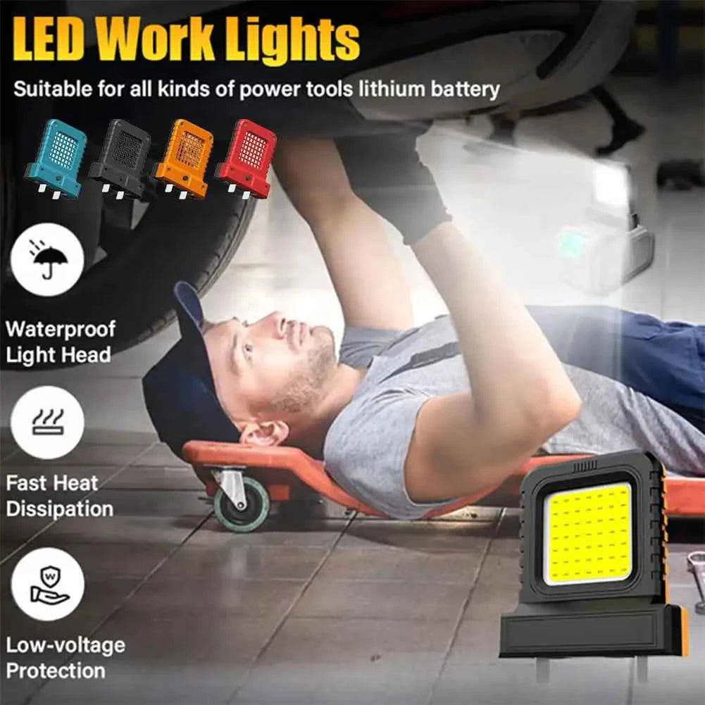 LED Work Light for Makita for 21V Li-ion Battery Power Tool Accessories Outdoor Camping Lamp for Vehicles Auto Car Repair Tool