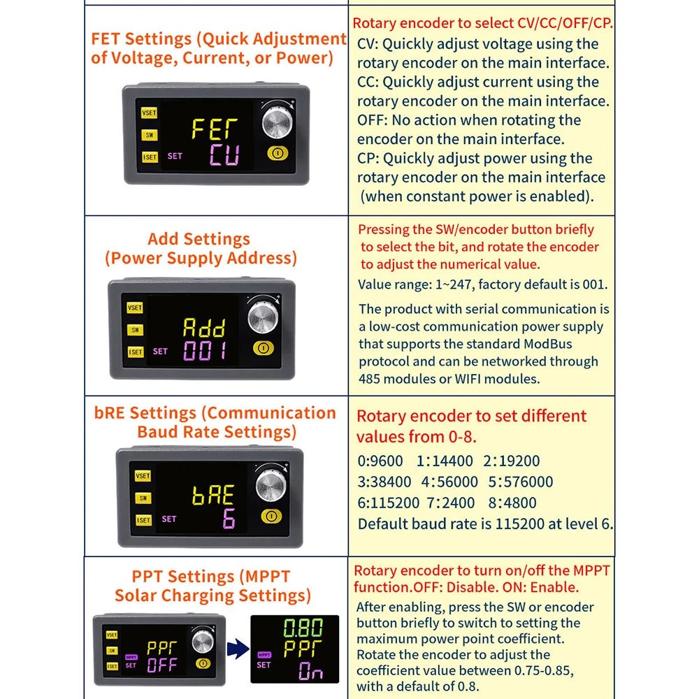 SK60 SK120 DC Buck Boost Converter CNC Adjustable Regulated Laboratory Power Supply Constant Voltage Current Solar Charge Modul