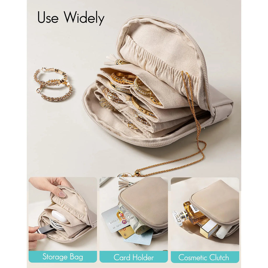 Portable Jewelry Bag Large Capacity Multiple Pockets Jewelry Organizer Bags Classified Jewelry Protective Case Coin Purse