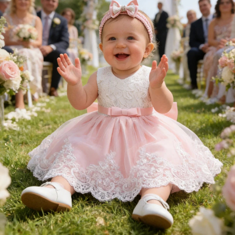 Newborn Baby Girls White Princess Christmas Dress Kids Dresses For Girls Baptism 1st Birthday Wedding Bridesmaid Infant Vestidos