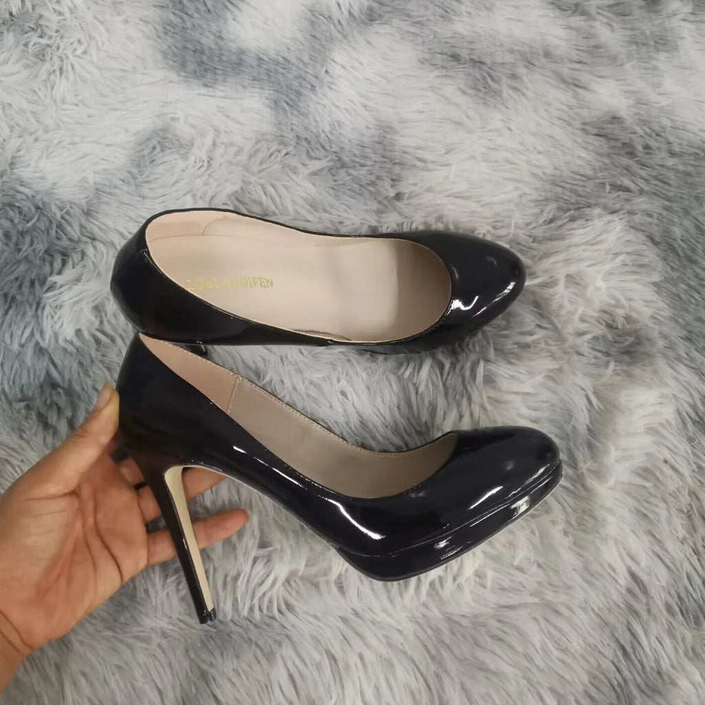 New 2026 Women Stilettos Platfrom Pumps Sexy 11cm Round Toe High Heels Shallow Elegant Lady Office Party Wedding Shoes Big Size