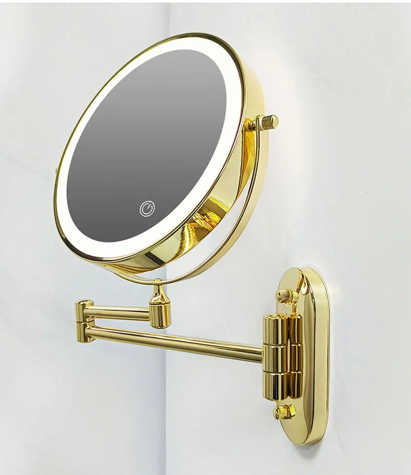 8 Inch Makeup Mirror Gold 3x/5x/7x/10x Magnifying Double Side USB Charging Bathroom 3 Color Light Cosmetic Mirrors