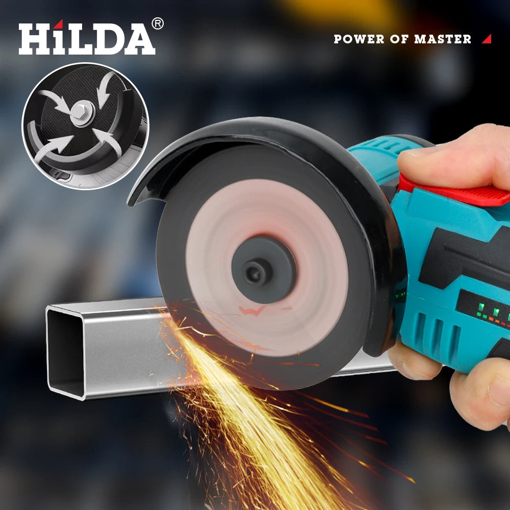 HILDA 3 inch 12V Miniature Rechargeable Angle Grinder with Battery Cutting Blade Polishing Grinder for Cutting Diamond Cordless