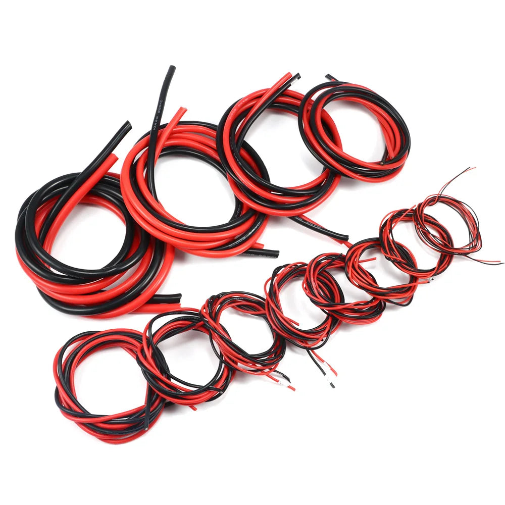 10m/lot Silicon Wire 8 10 12 14 16 18 20 22AWG Heatproof Soft Silicone Silica Gel Wire Cable (5m Red+5m Black) DIY Part