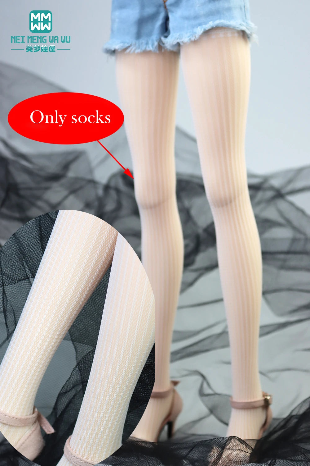 BJD Accessories for 1/3 BJD SD DD Doll Fashion Striped Socks, Reticulated Stockings, Lace Stockings