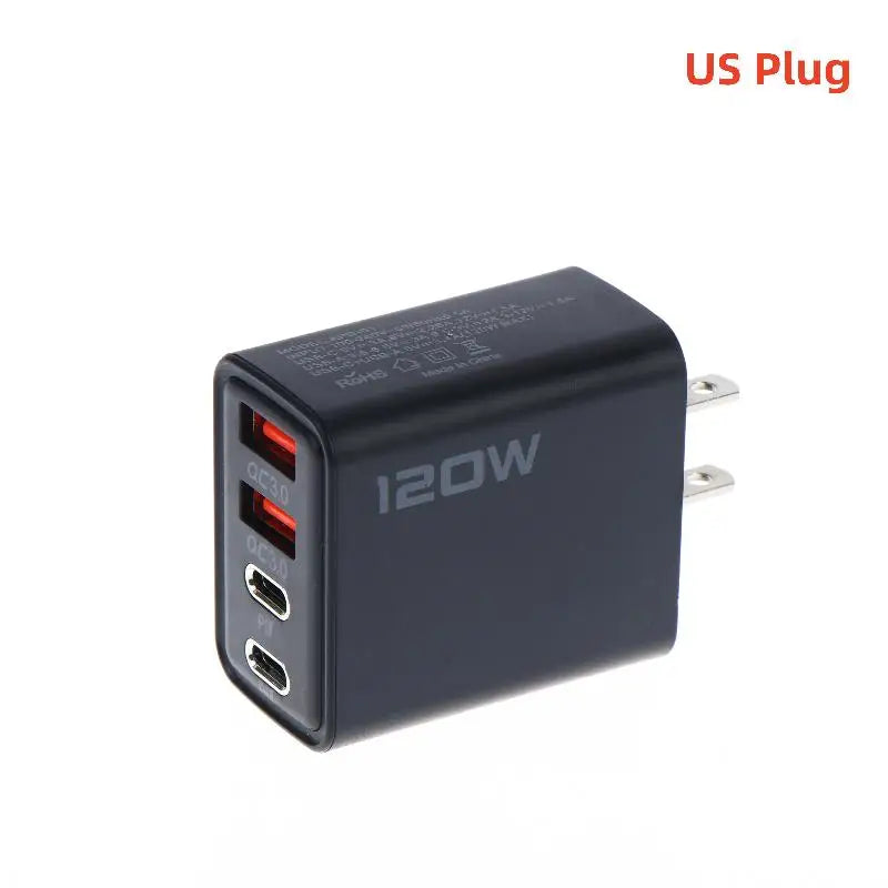 A3 Color 120W USB-C Fast Wall Charger Station With 4 Ports