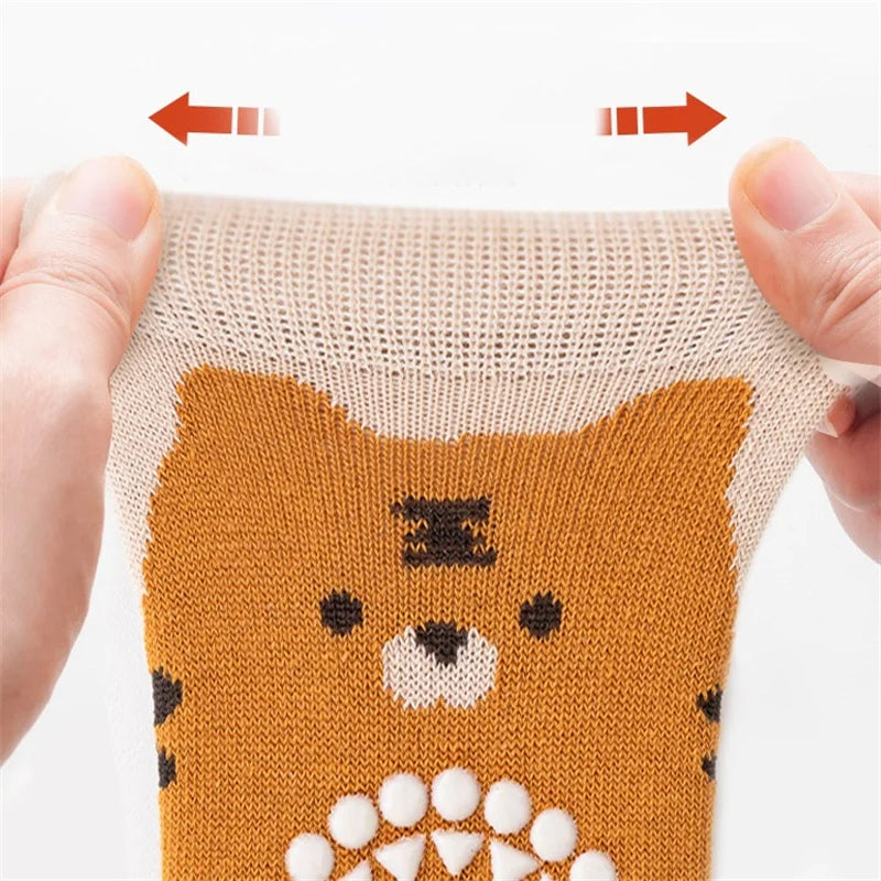 Kids Baby Anti-slip Cartoon Knee Pads Socks Sets Thin Cotton Mesh Crawling Knit Knee Pads Infant Toddler Floor Socks For 0-3 Yrs