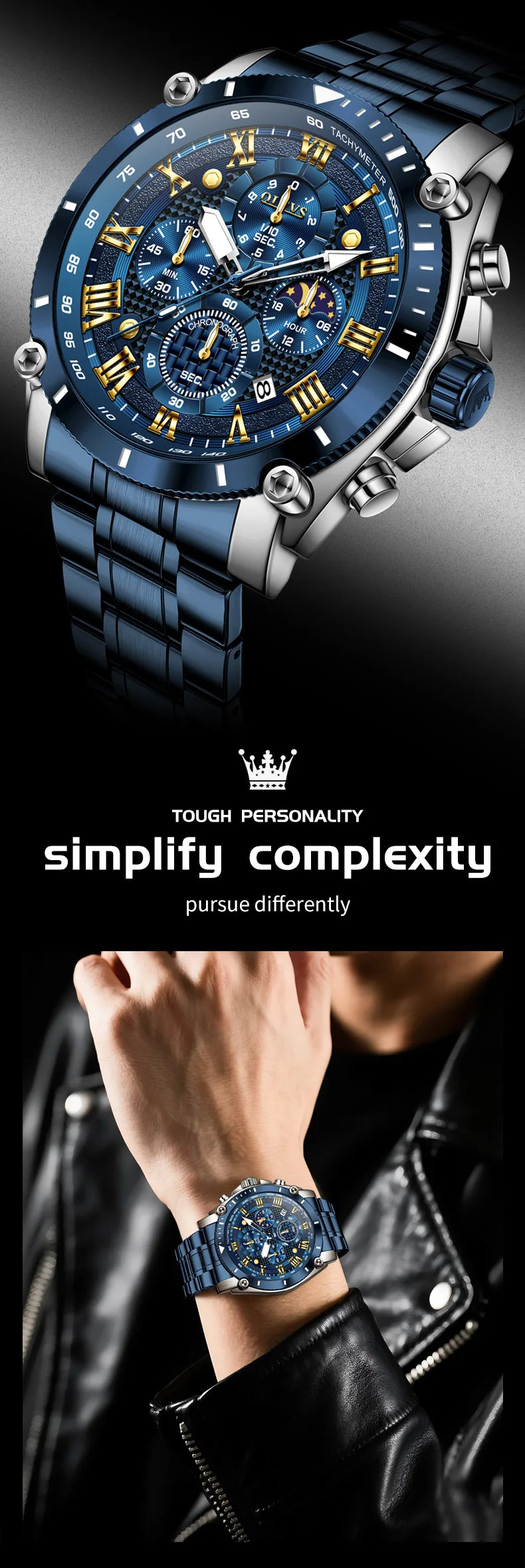 OLEVS Watches Man 3689 Multifunctional Sports Quartz Watch 30m Waterproof Luminous Date Mens Watch Original Business Brand