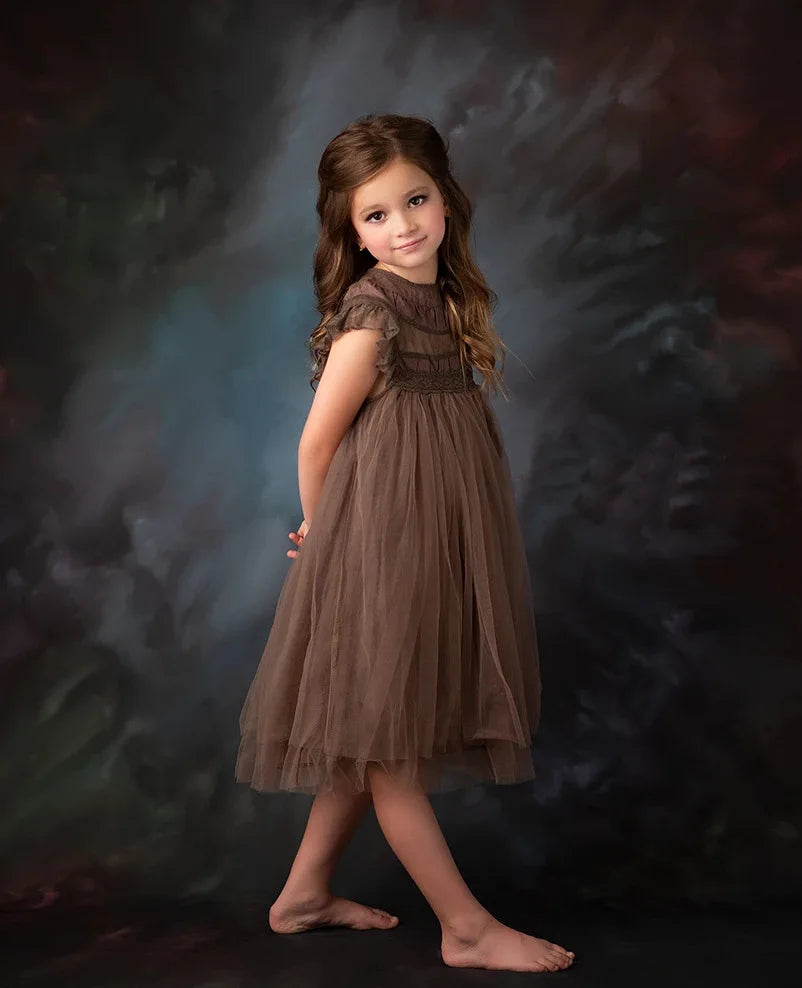 Bohemia Summer Dress For Girls Tulle Lace Sleeveless Princess Flower Girls Wedding Birthday Ball Gown Party Dresses Clothes