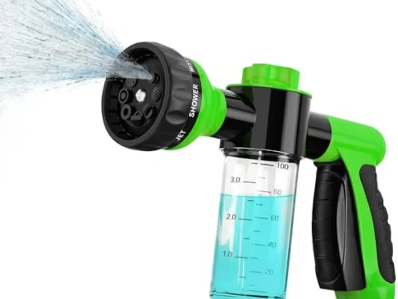 Car Wash Water Gun - Foam Sprayer With Soap Reservoir And Garden Hose Nozzle, High Pressure Cleaner With Maximum Cleaning Power!
