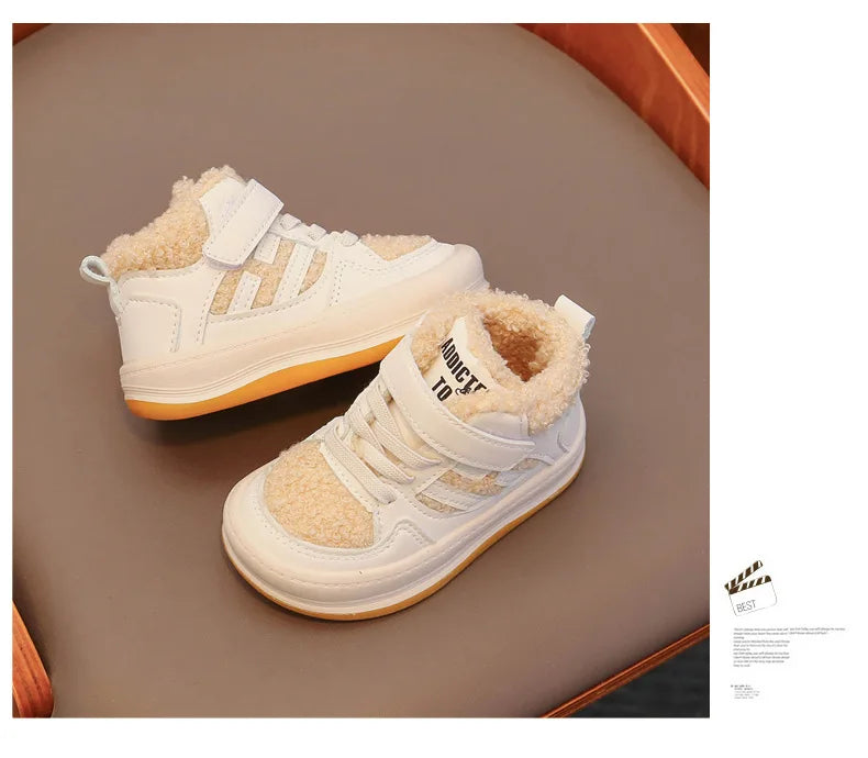 Girls Cotton Shoes Children Plush Thickened Anti-skid Shoes Boys Warm Sports Shoes Baby Soft Comfortable Winter Sneakers