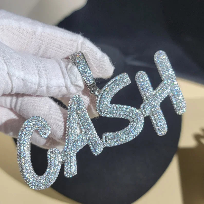 Custom MIKE Letter Pendant Unisex Iced Out Moissanite Hip Hop Jewellery Link Chain Rose Gold Plated 925 Sterling Silver Party