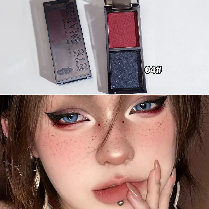 Two-color Black Red Eyeshadow Palette Multifunctional Makeup Palette Silky Matte Blood Red Eyeliner Silkworm Lower Shadow Makeup