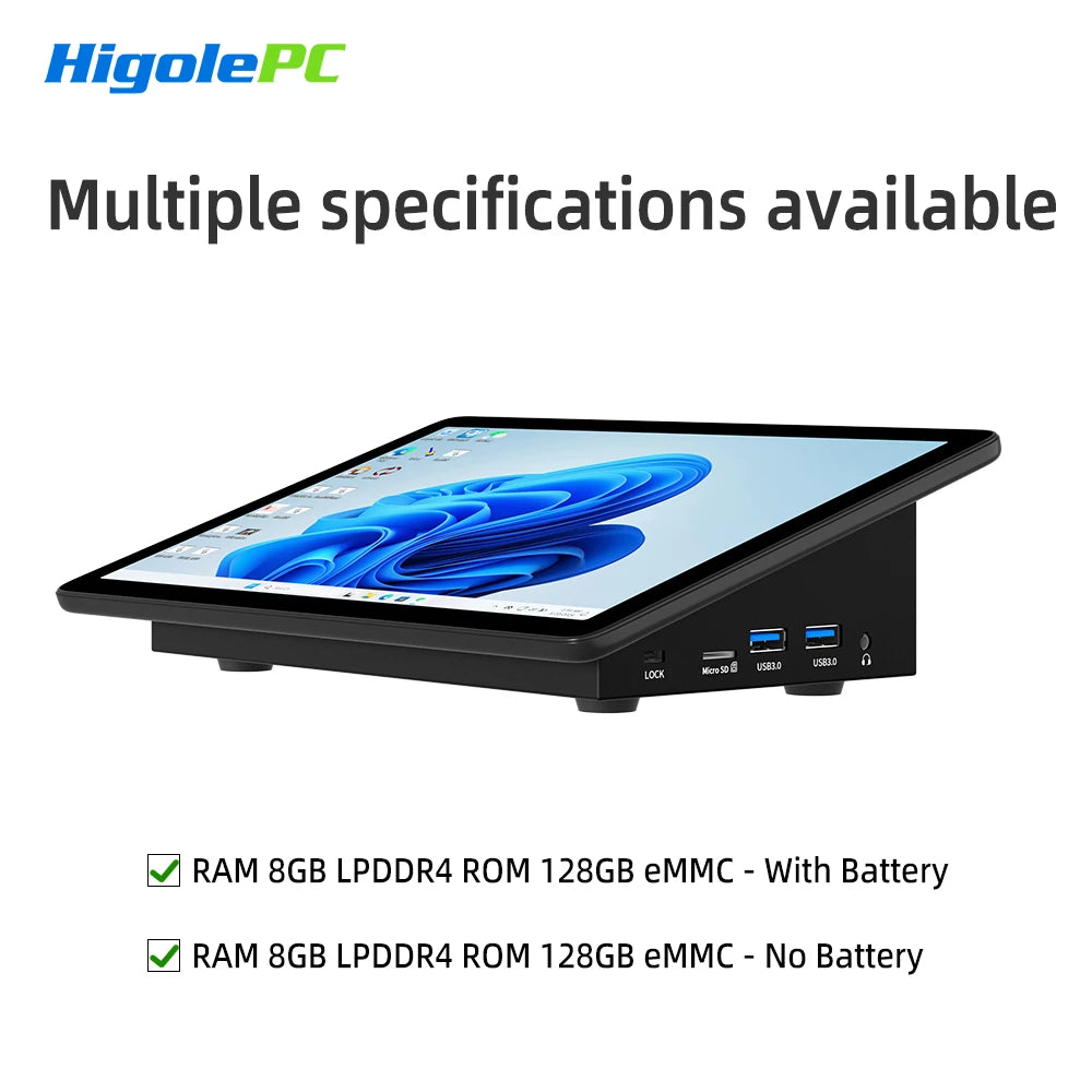 Higole F10 10.1'' Fanless Mini PC Intel N5095 Windows 11 WiFi5 8GB 128GB 5000mAh 4K RS-232 RJ45 Laptop Desktop PC Mini Computers