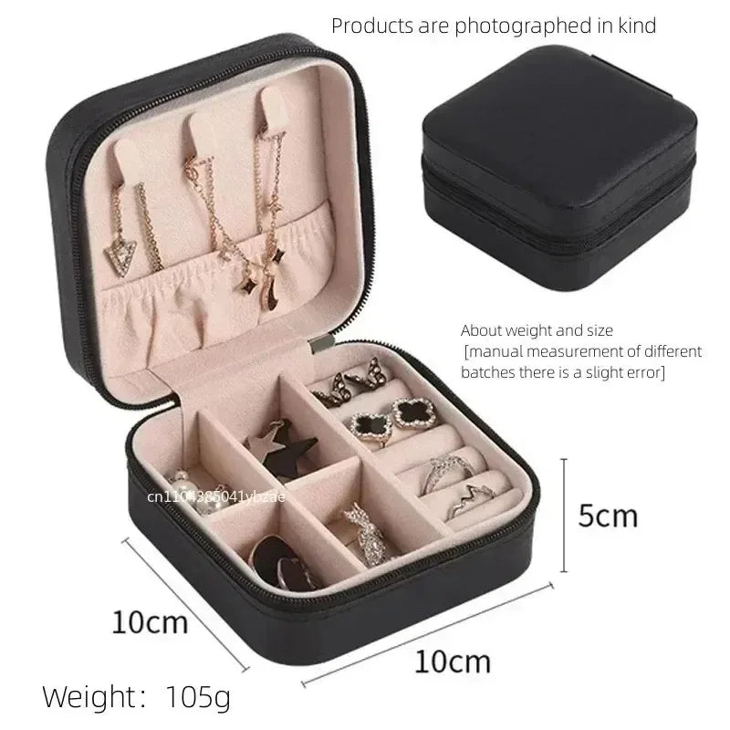 Portable Mini Jewelry Storage Box Travel Organizer Jewelry Case Leather Storage Earrings Necklace Ring Jewelry Organizer Display