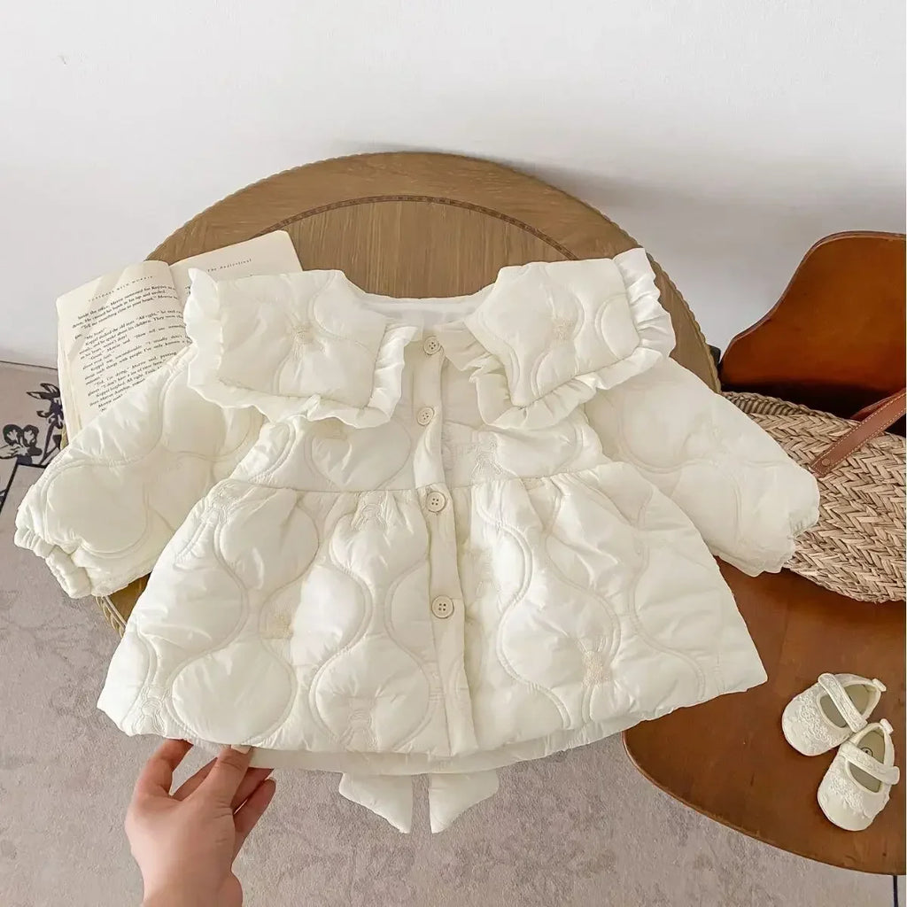 Stock Clearance 90cm 7935 Baby Girls Cotton-padded Jacket Coat Winter New Plus Velvet Baby Girl's Coat Fashion Warm Outerwear