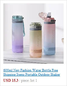 600ml New Fashion Water Bottle Free Shipping Items Portable Outdoor Shaker Sport Cute Drinking Plastic Water Bottles For Girls