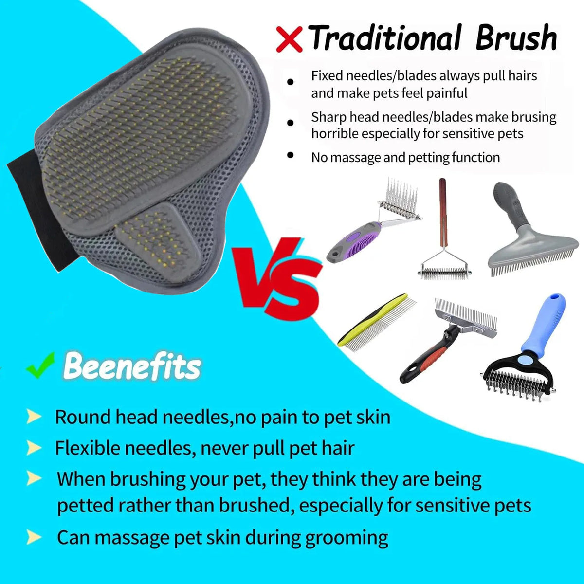 Pet Grooming Glove Mitt – Soft Deshedding & Massage