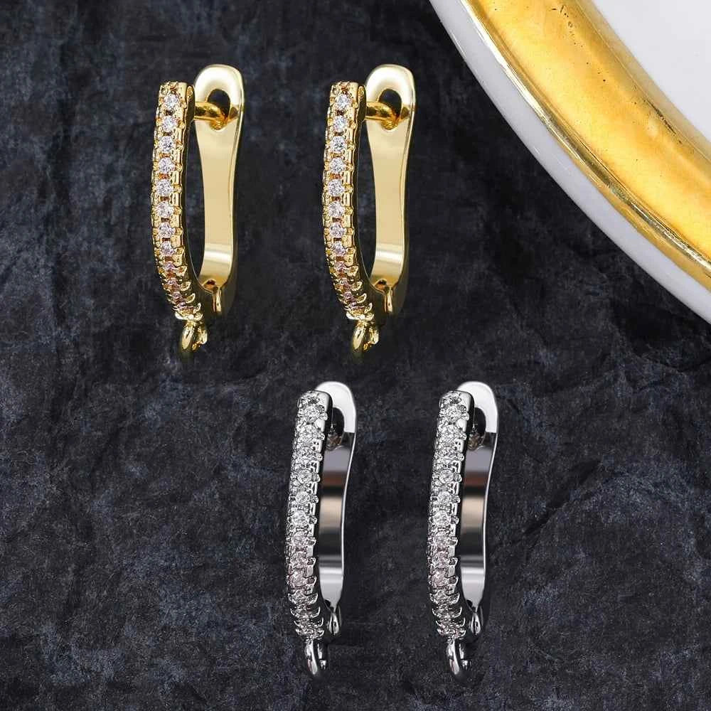 Juya Handmade 18K Real Gold Plated Earwire Fasteners Earring Hooks Accessories For DIY Women's Anti-Allergy Earrings Making