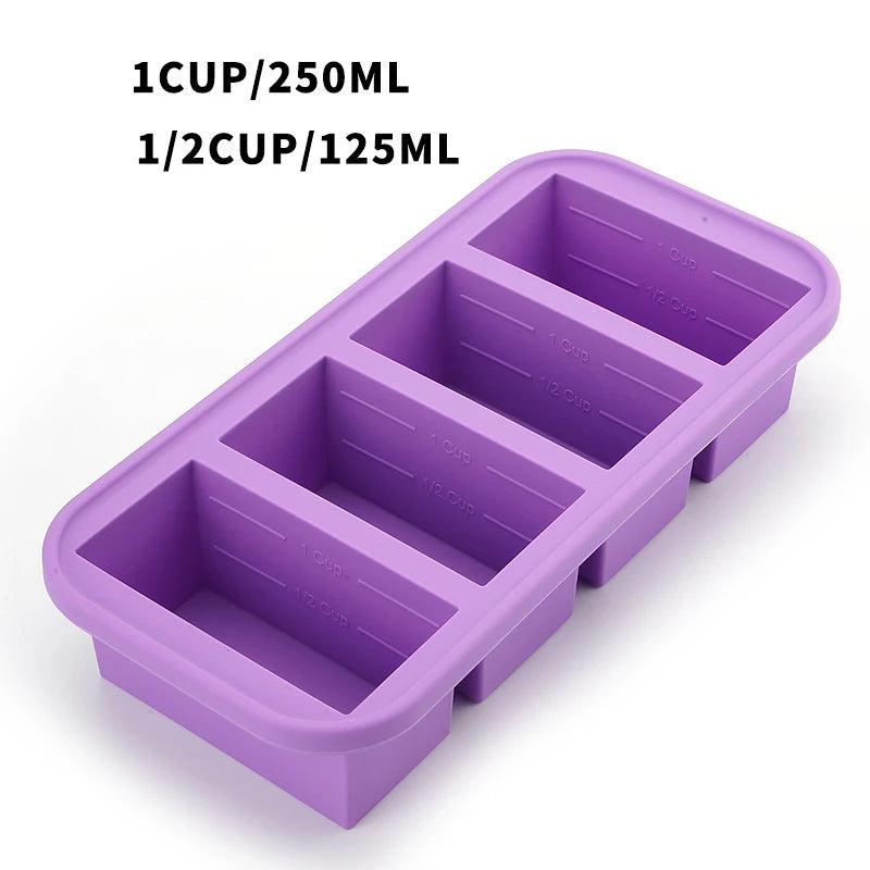 1PC 2/4/6Grid Silicone Freezer Mold with Lid Refrigerated Food Storage Box Food Box Ice Tray Mold Ice Box Fresh-keeping Box