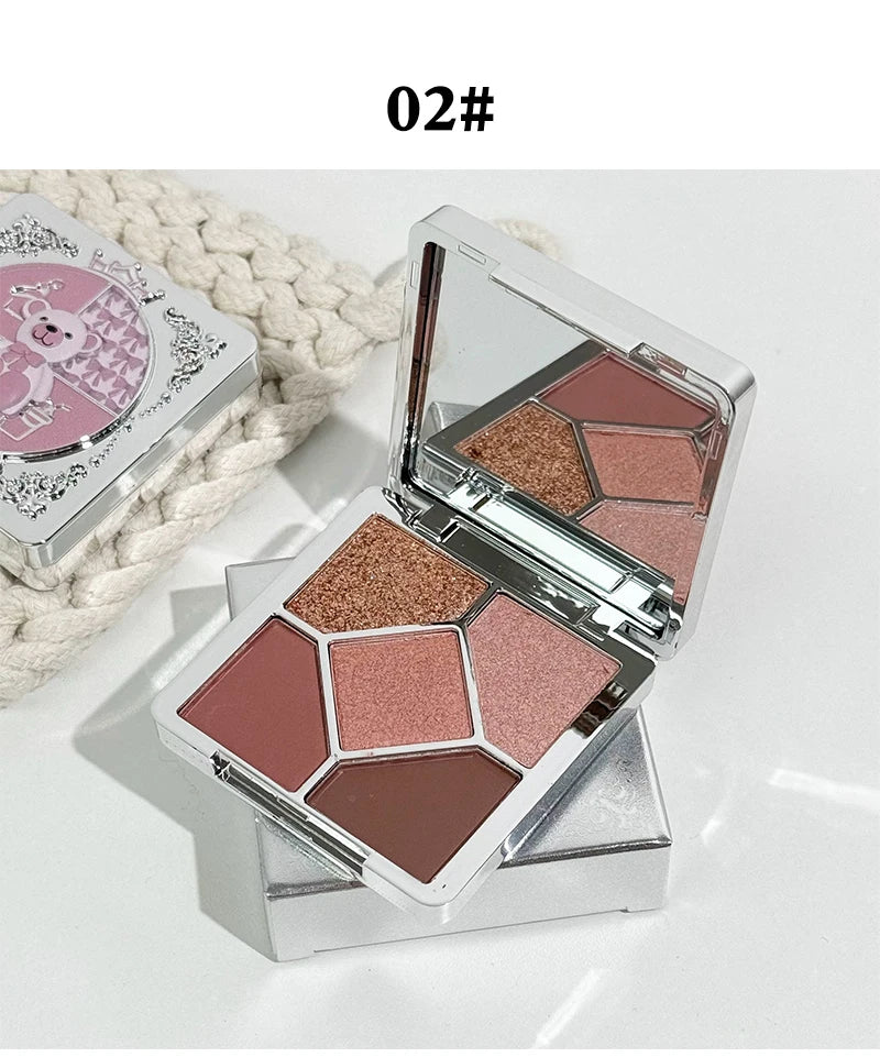 5 Colors Eyeshadow Palette Purple Glitter Pearlescent Matte Eye Shadow Shimmer Makeup Long Lasting Women Beauty Eye Cosmetics