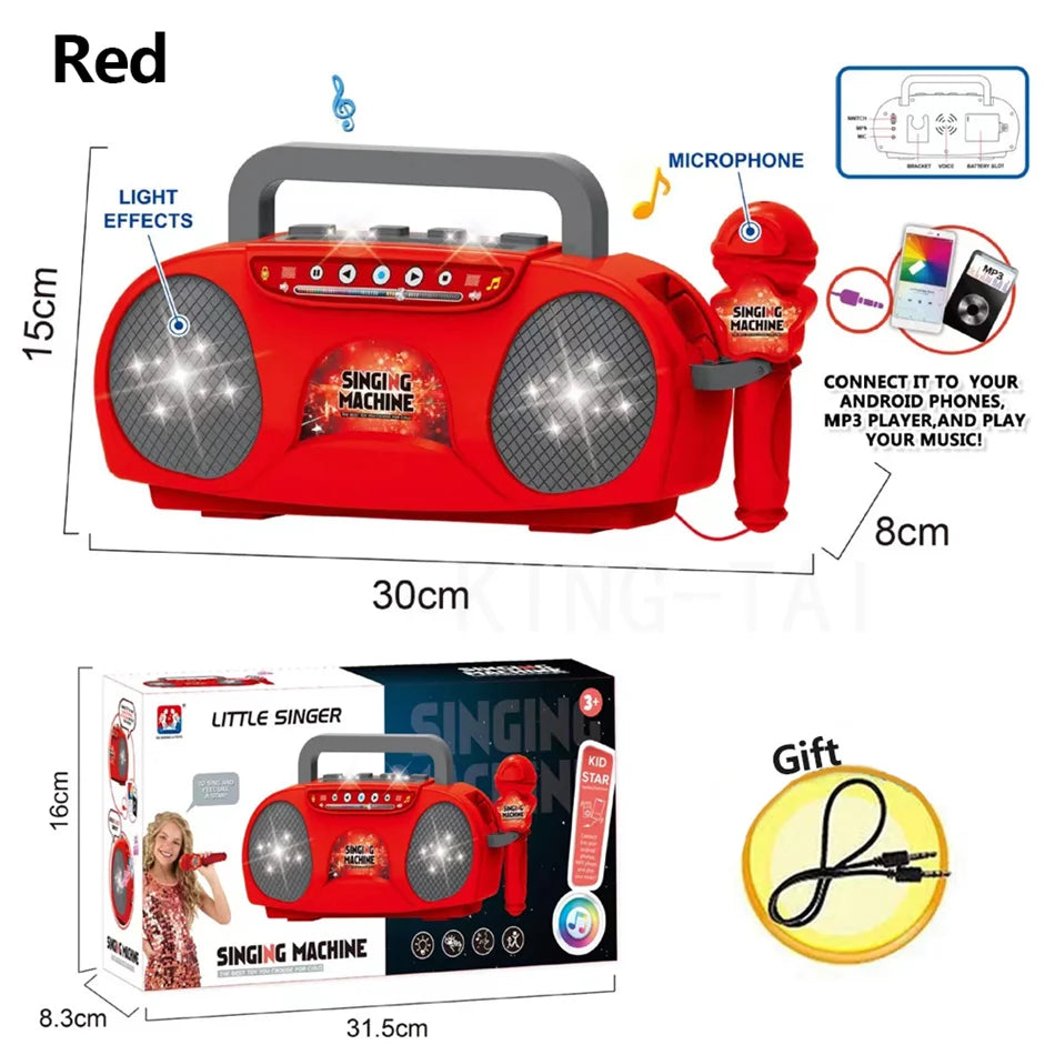 Kids Microphone Karaoke Machine Music Instrument Toys with Light Indoor Outdoor Travel Educational Toy Gift for Girl Boy Child
