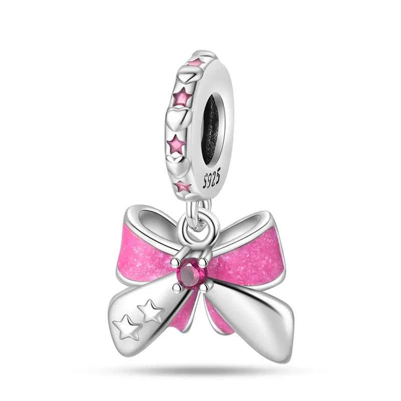 925 Silver Pink Princess Skirt Butterfly High Heels Fashion Bag Charms Beads Fit Pandach 925 Original Bracelets Fine DIY Jewelry
