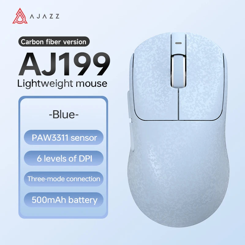AJAZZ AJ199/AI Three-Mode Gaming Mouse 24000DPI/PAW3311 Sensor/Carbon Fiber Ultra-Thin Design /2.4G+ Bluetooth 5.0+ Wired Mouse