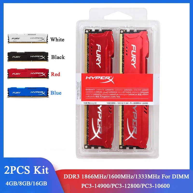 Memoria DDR3 8GB (2x4GB) 16GB (2x8GB) Kit RAM 1866MHz 1600MHz 1333MHz Desktop RAM 240Pins 1.5V DIMM PC3-12800 14900 Fury RAM