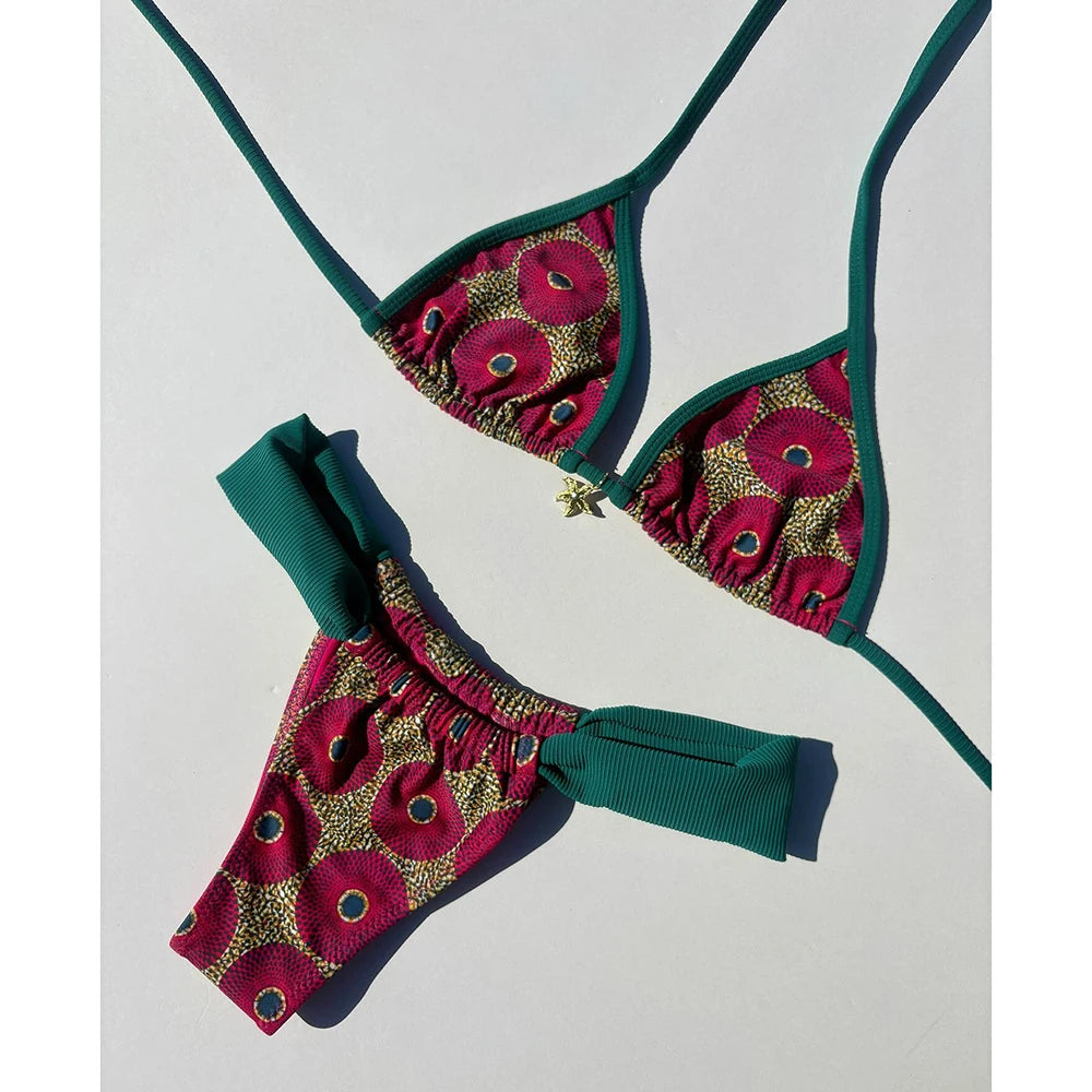 Push Up Bikini 2025 Sexy Women Swimsuit Female Swimwear Micro Bikini Set Bandeau Swimming Suit Beachwear Print Brazilian Biquini