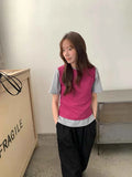 Spring women's casual solid color round neck slim fit vest