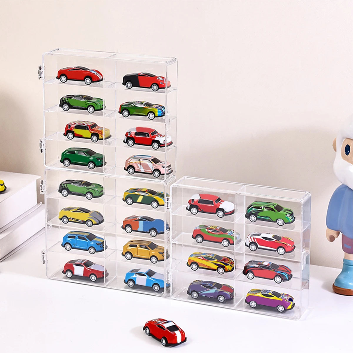 1pc Acrylic Transparent Stackable 1:64 Car Model Storage Box Toy Cabinet Rack Hair Accessories Jewelry Organizer