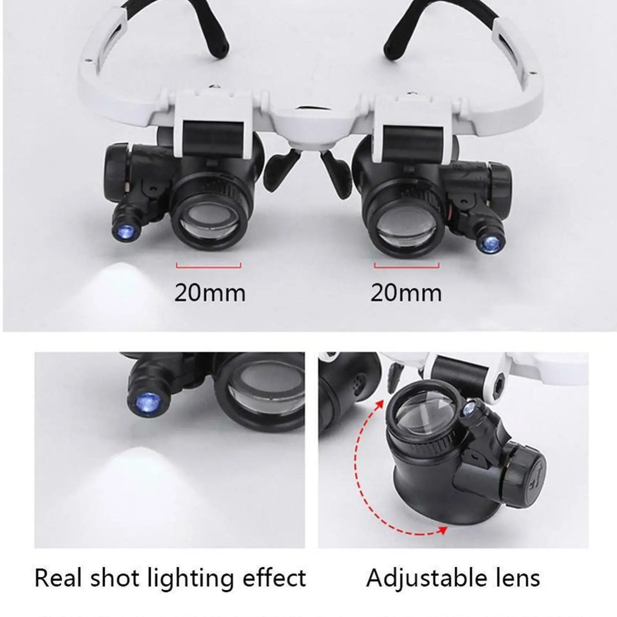 LED Headband Magnifier Glasses – 8x 15x 23x Loupes