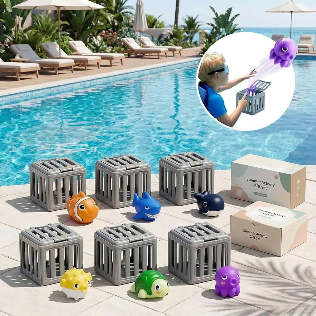 Kids Pool Diving Toys with Fish Box Floating Animals Water Swimming Dive Pool Game for Boys Girls Fun Outdoor Beach Party Gift