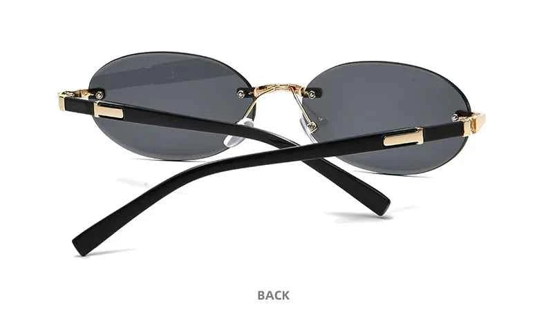 Popular Women Men Shades Oval Sun Glasses for Female Male Summer Traveling UV400 Rimless Sunglasses Round Fashion Gafas De Sol