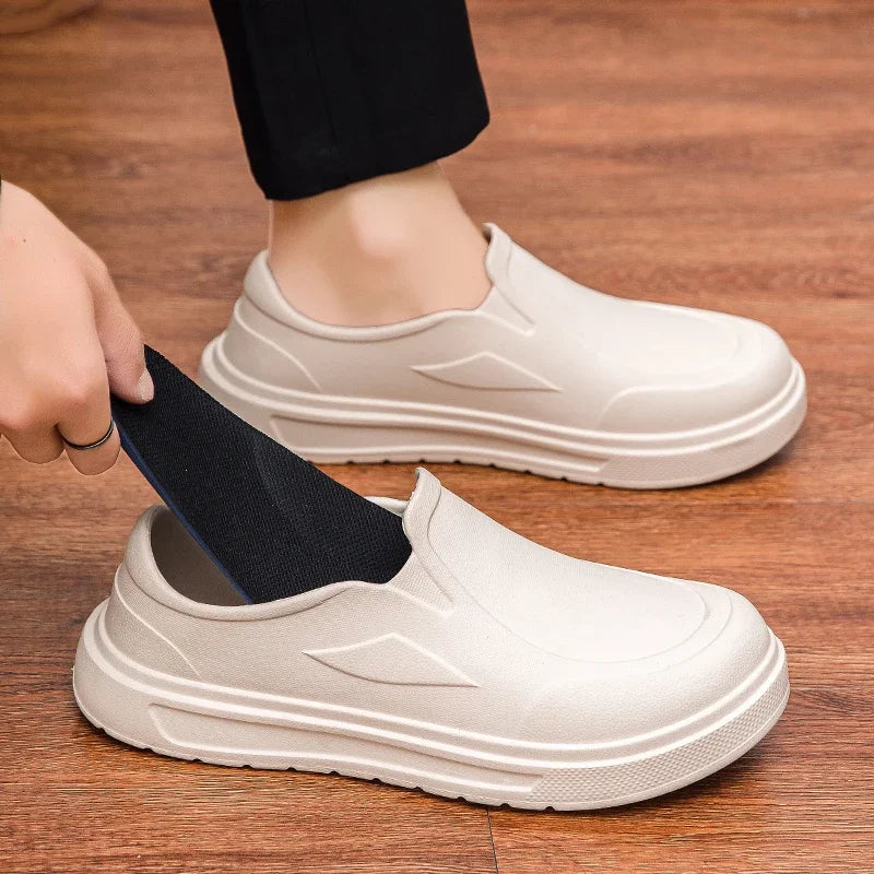 Men's Chef Shoes Anti Slip Oil Resistant Dirt Resistant Kitchen Shoes Work Shoes Quick Drying Rain Shoes Large Size Breath Clogs