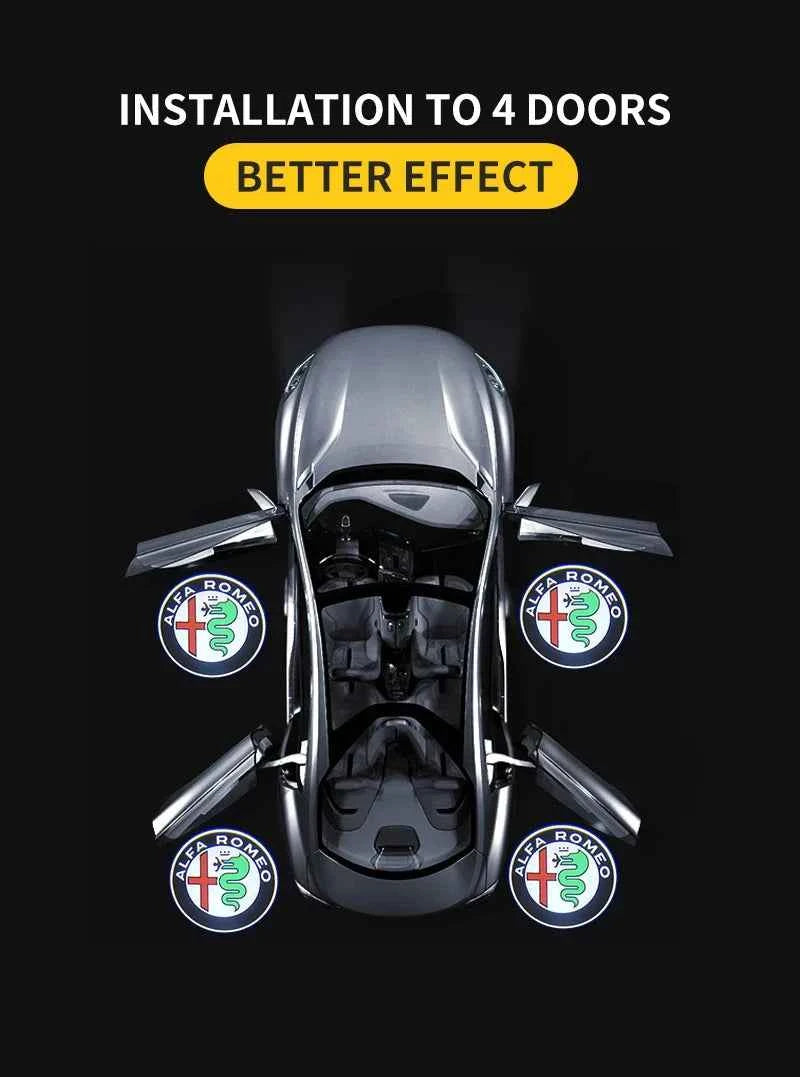 2Pcs Fashion LED Car Door Welcome Light Logo Projector for Alfa Romeo Spider Giulia Giulietta 147 156 159 Mito Stelvio GT Spider