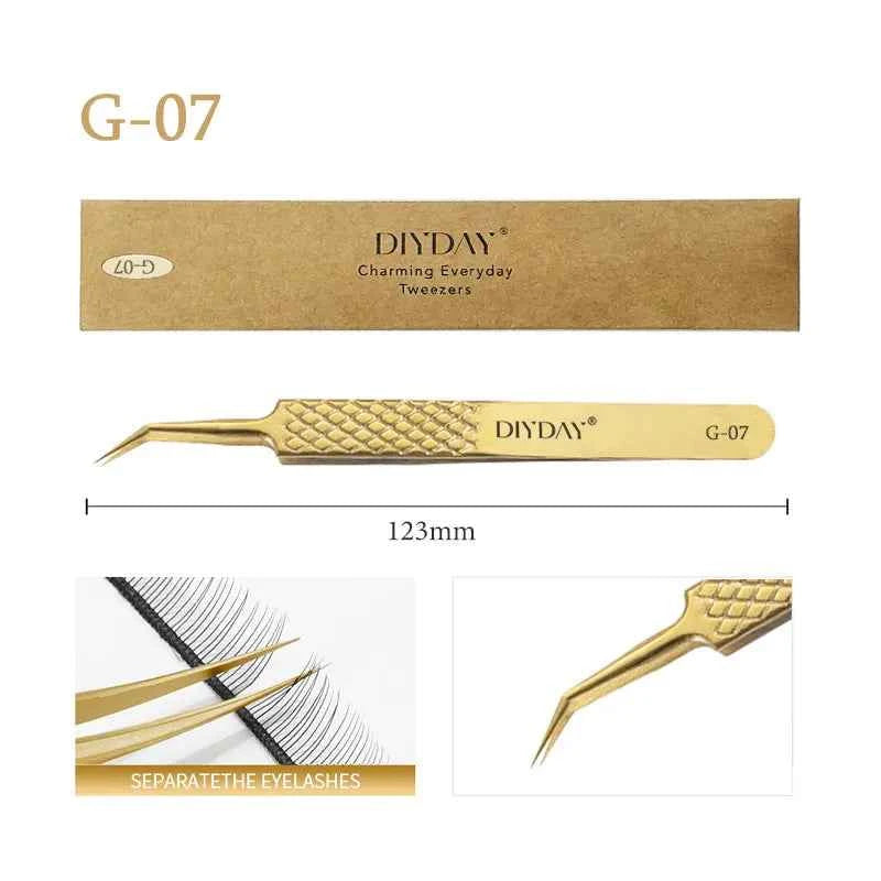DIYDAY Anti-slip Eyelash Extension Tweezers Stainless Steel Fiber Tip Lashe Tweezer Precision Makeup Tool for Professional Use