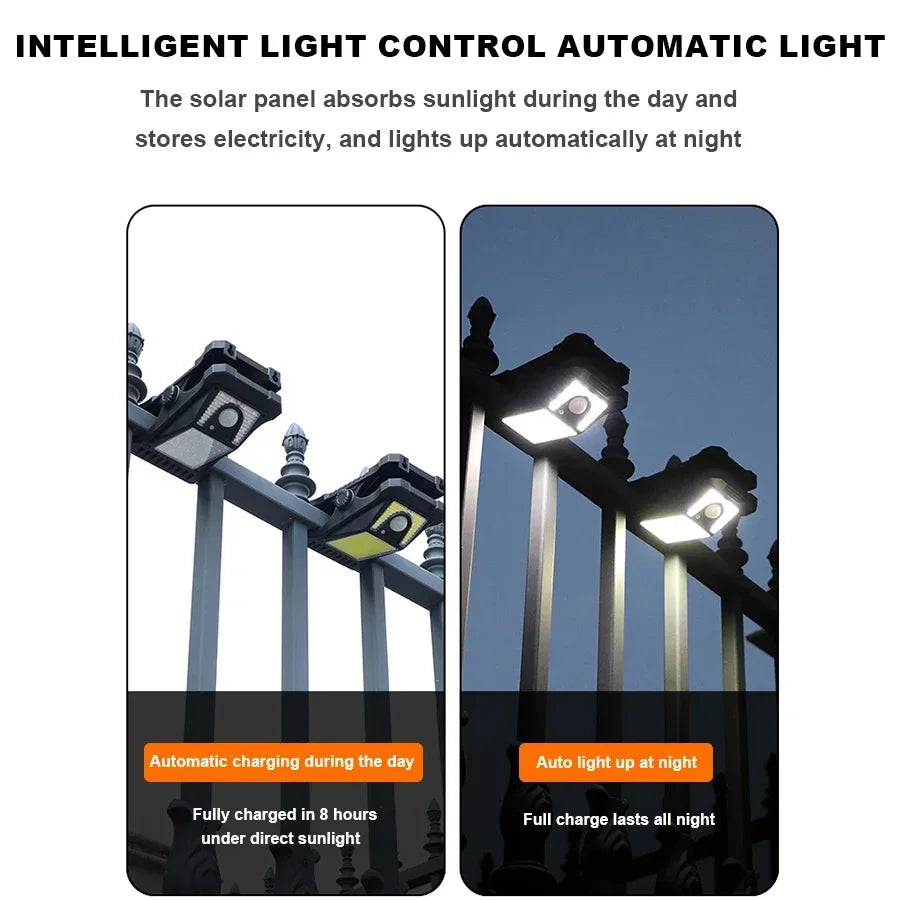 KDULIT Solar Garden Lights Outdoor Solar Clip Light Waterproof Motion Sensor Camping Lamp Fence Street Landscape Wall Decoration