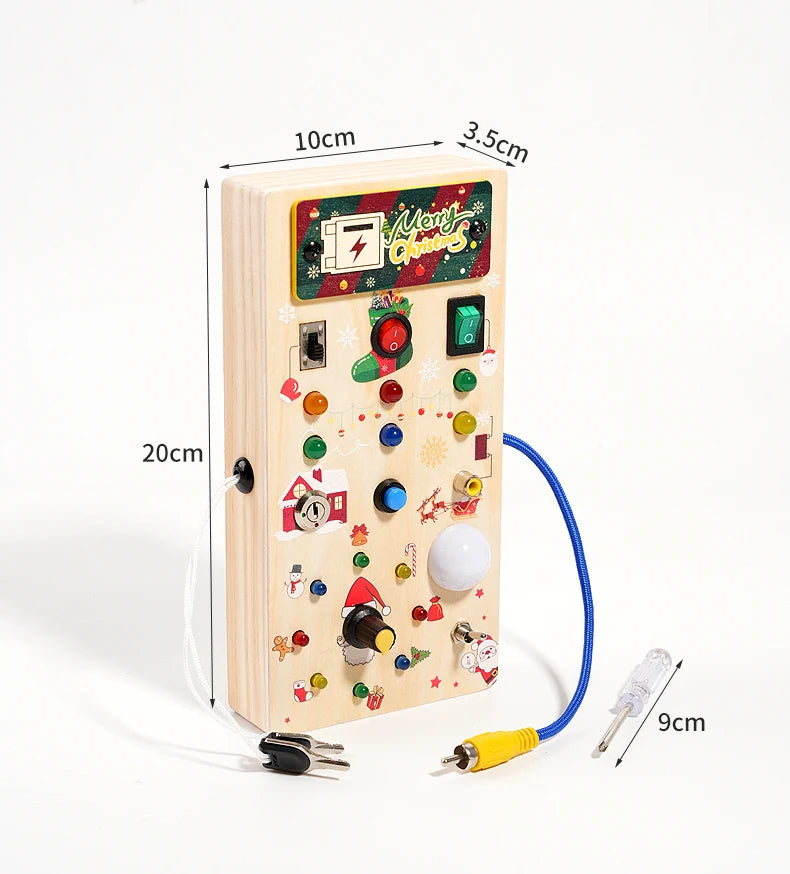 Kids Early Education Toys Electronic Led Light Baby Wooden Sensory Busy Board Montessori  For Toddler Christmas Gifts