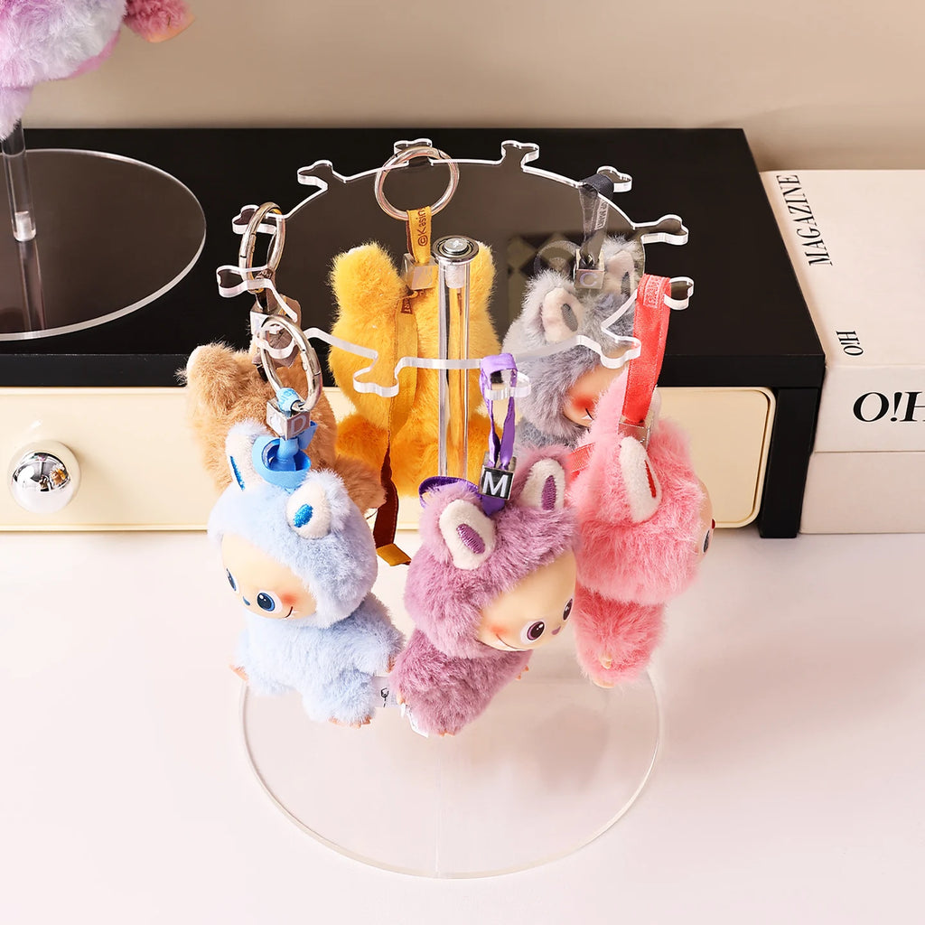 1pc transparent acrylic for Labubu display stand  360 ° rotating plush toy pendant blind keychain organizer jewelry organizer