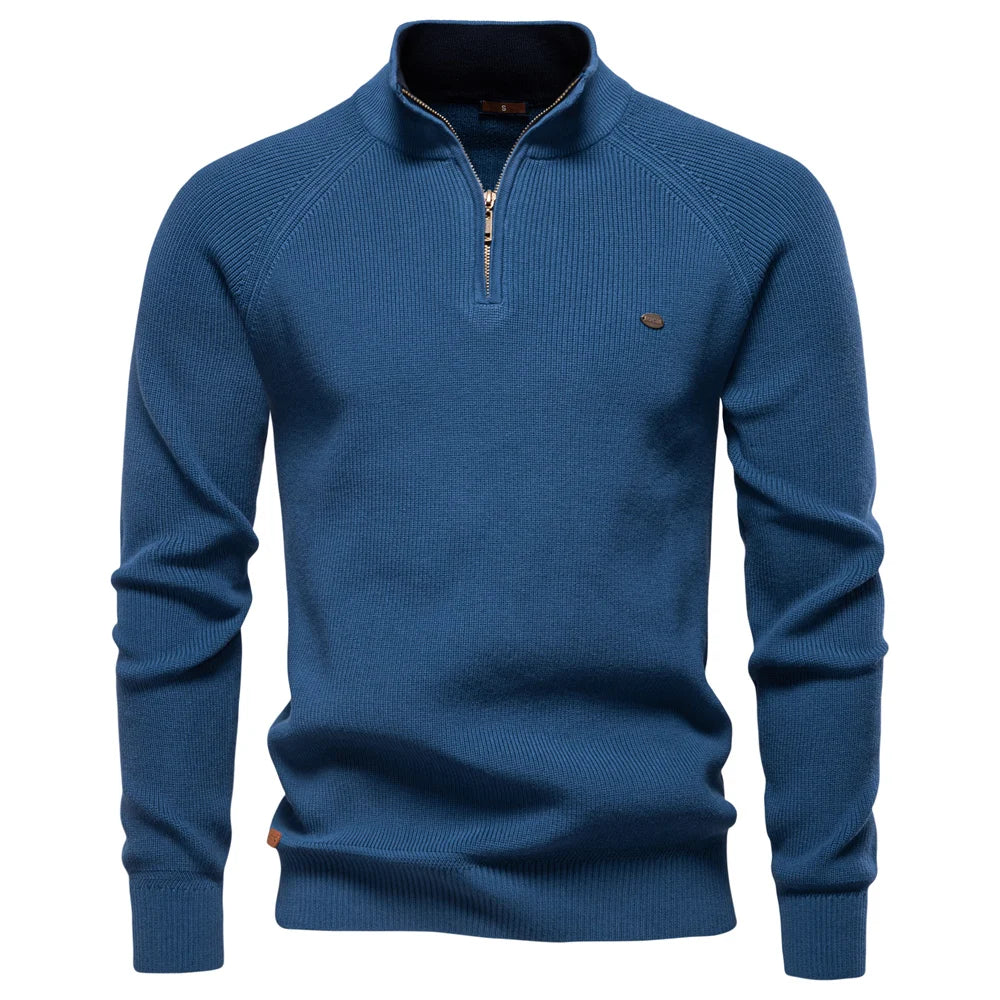 2023 New Autumn Cotton Zipper Cardigans for Men Fashion Casual Social Men Sweaters High Collar Warm Winter Knitted Sweater Men